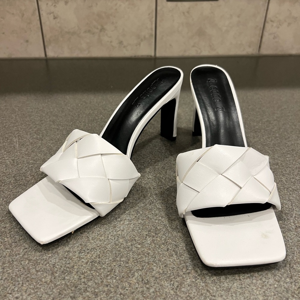 White Heeled Mules